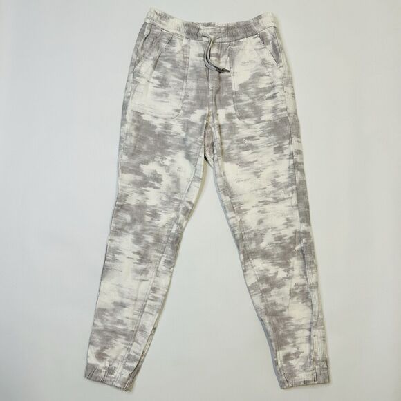 Athleta Farallon Printed Joggers Womens Size 2 White Gray Camo Drawstring Waist - Picture 1 of 10